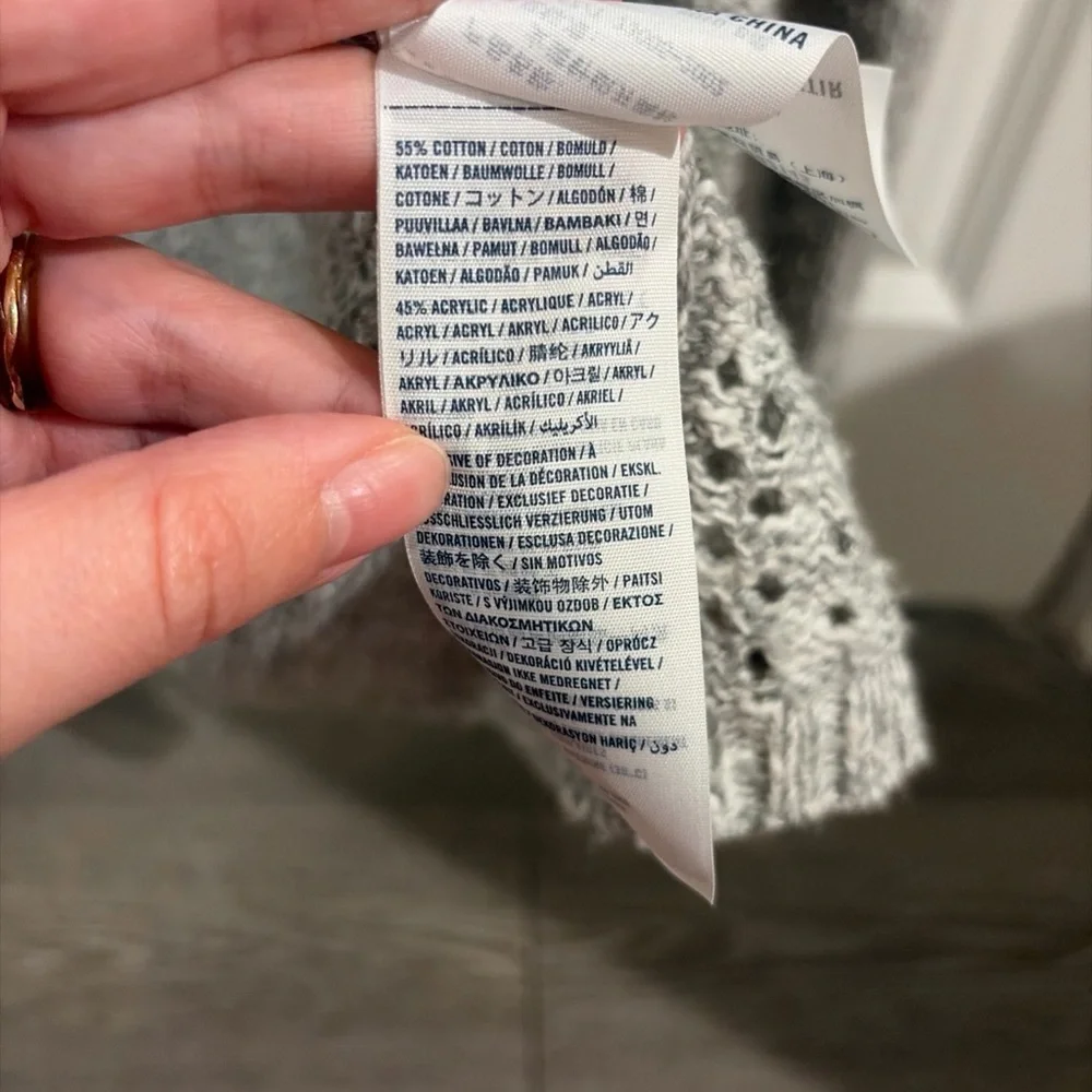 Abercrombie & Fitch Light Gray Open-Knit Women's Cardigan - Picture 7 of 7